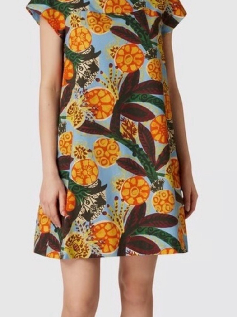 MaxMara Blue Dress with Orange Floral Print